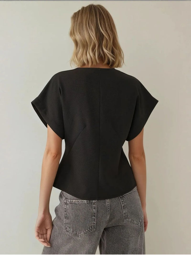 Chaleco con cuello en V y detalle de hombros ajustados Negro - Kiabi