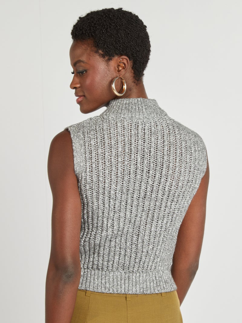Chaleco con hilos brillantes GRIS - Kiabi