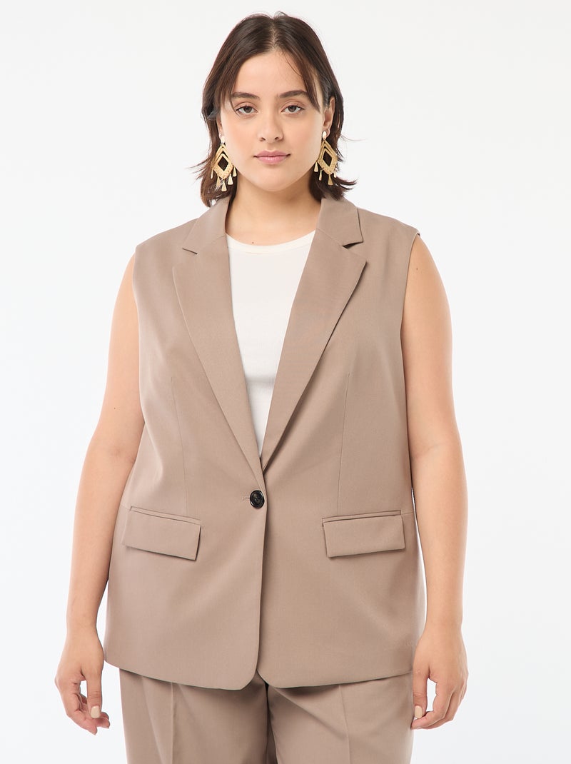 Chaleco corte ancho Beige - Kiabi