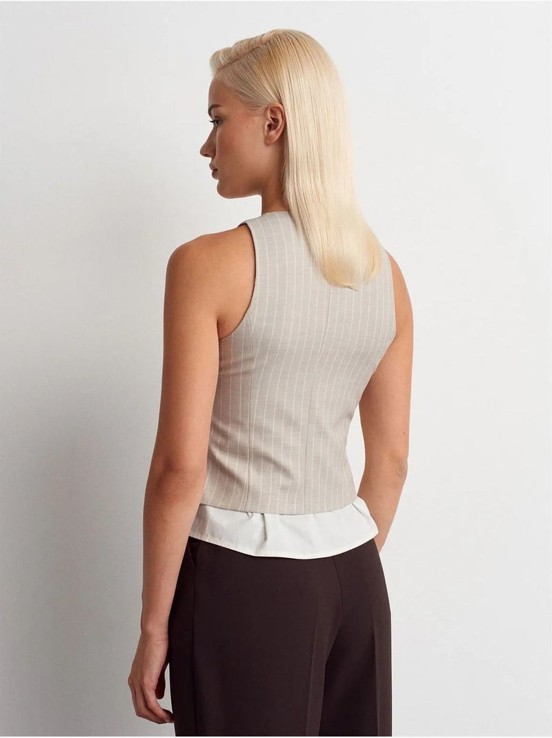Chaleco corto a rayas dilvin Beige arcilla - Kiabi