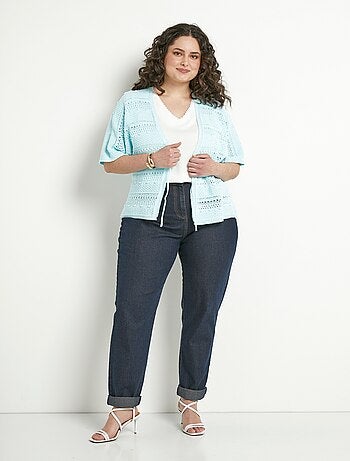 Chaleco corto calado con cuello en V y mangas cortas. - Afibel