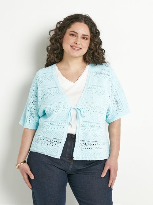 Chaleco corto calado con cuello en V y mangas cortas. - Afibel - Kiabi