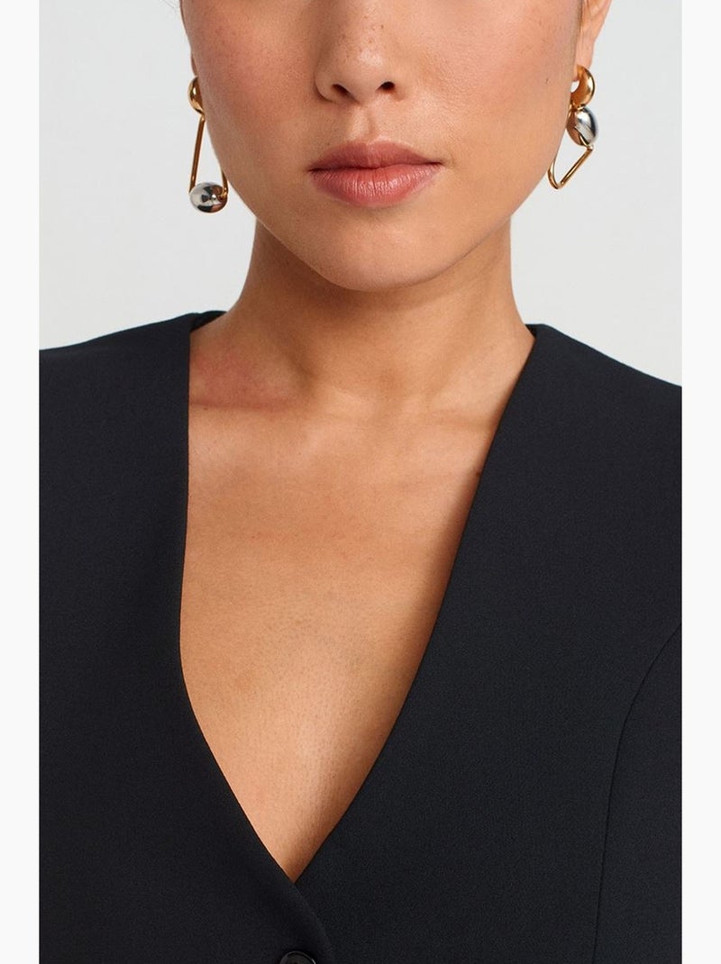 Chaleco cropped de crepé de mujer dilvin Negro - Kiabi