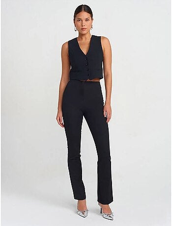 Chaleco cropped de crepé de mujer