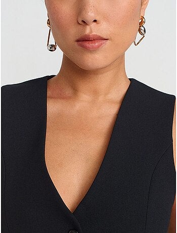 Chaleco cropped de crepé de mujer