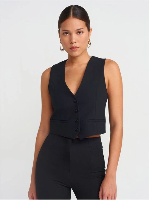 Chaleco cropped de crepé de mujer - Kiabi Chaleco cropped de crepé de mujer - Kiabi