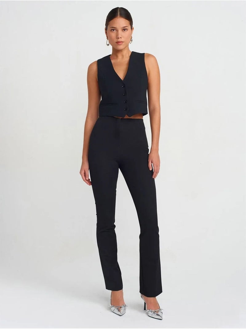 Chaleco cropped de crepé de mujer Negro - Kiabi