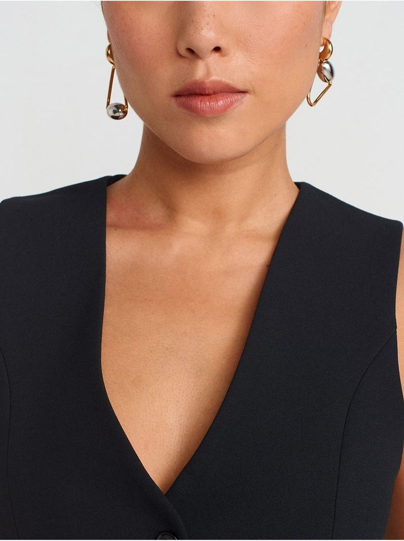 Chaleco cropped de crepé de mujer Negro - Kiabi