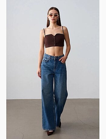 Chaleco cropped entallado de tencel para mujer dilvin