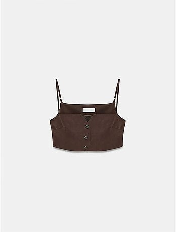 Chaleco cropped entallado de tencel para mujer dilvin