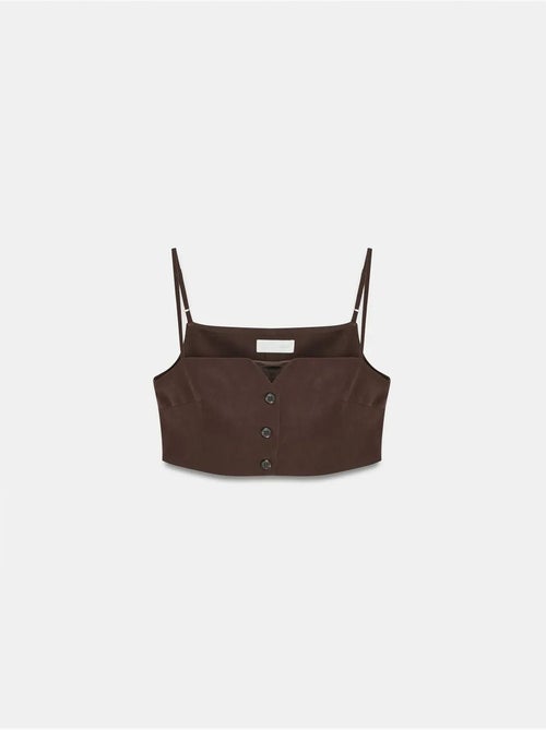Chaleco cropped entallado de tencel para mujer dilvin - Kiabi Chaleco cropped entallado de tencel para mujer dilvin - Kiabi