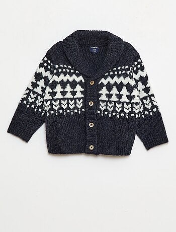 Chaleco cuello chal jacquard