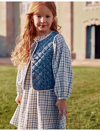 Chaleco de algodón acolchado con estampado floral