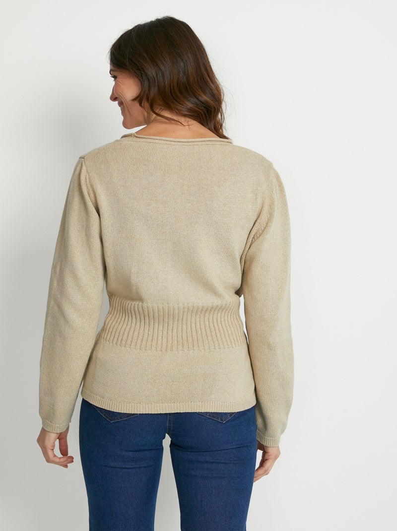 Chaleco de borde a borde con cierre de lazo - Afibel Beige - Kiabi