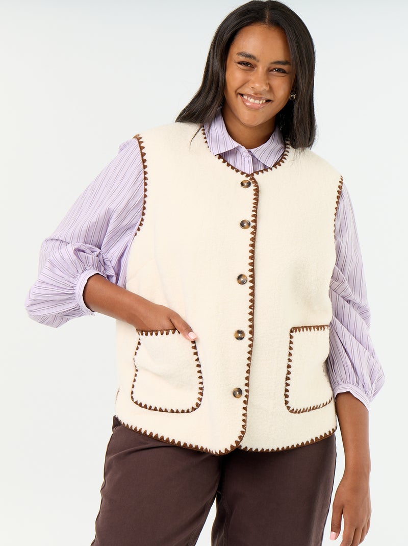 Chaleco de borreguito sin mangas Beige - Kiabi