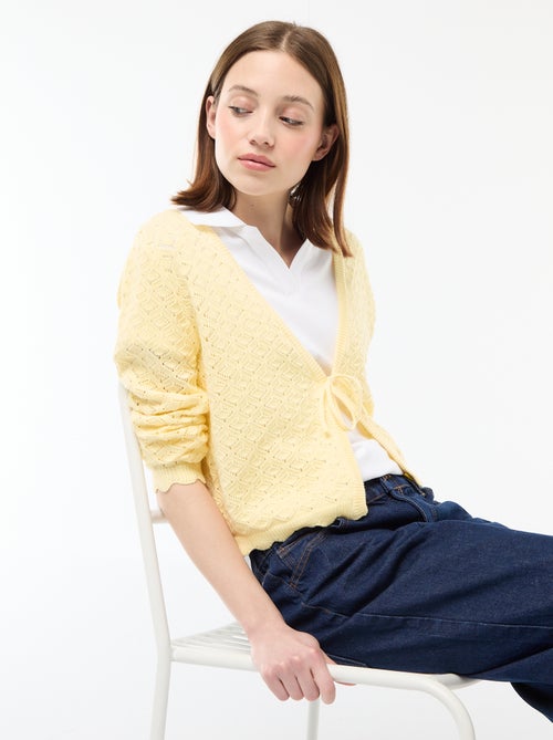 Chaleco de crochet con lazada festoneado - Kiabi