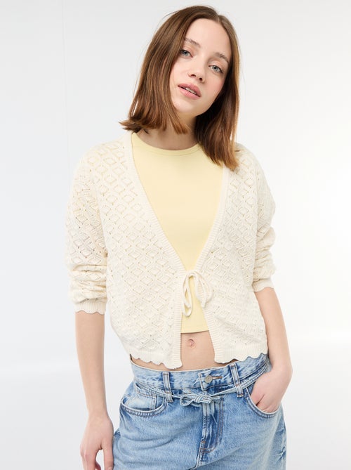 Chaleco de crochet con lazada festoneado - Kiabi