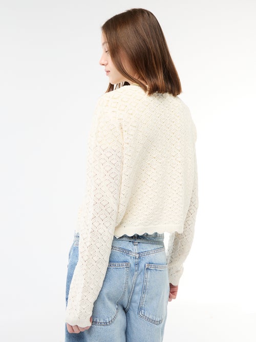 Chaleco de crochet con lazada festoneado - Kiabi