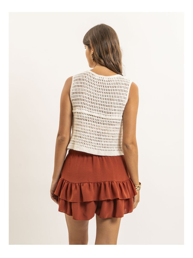Chaleco de crochet sin mangas KAPADOCE Blanco - Kiabi