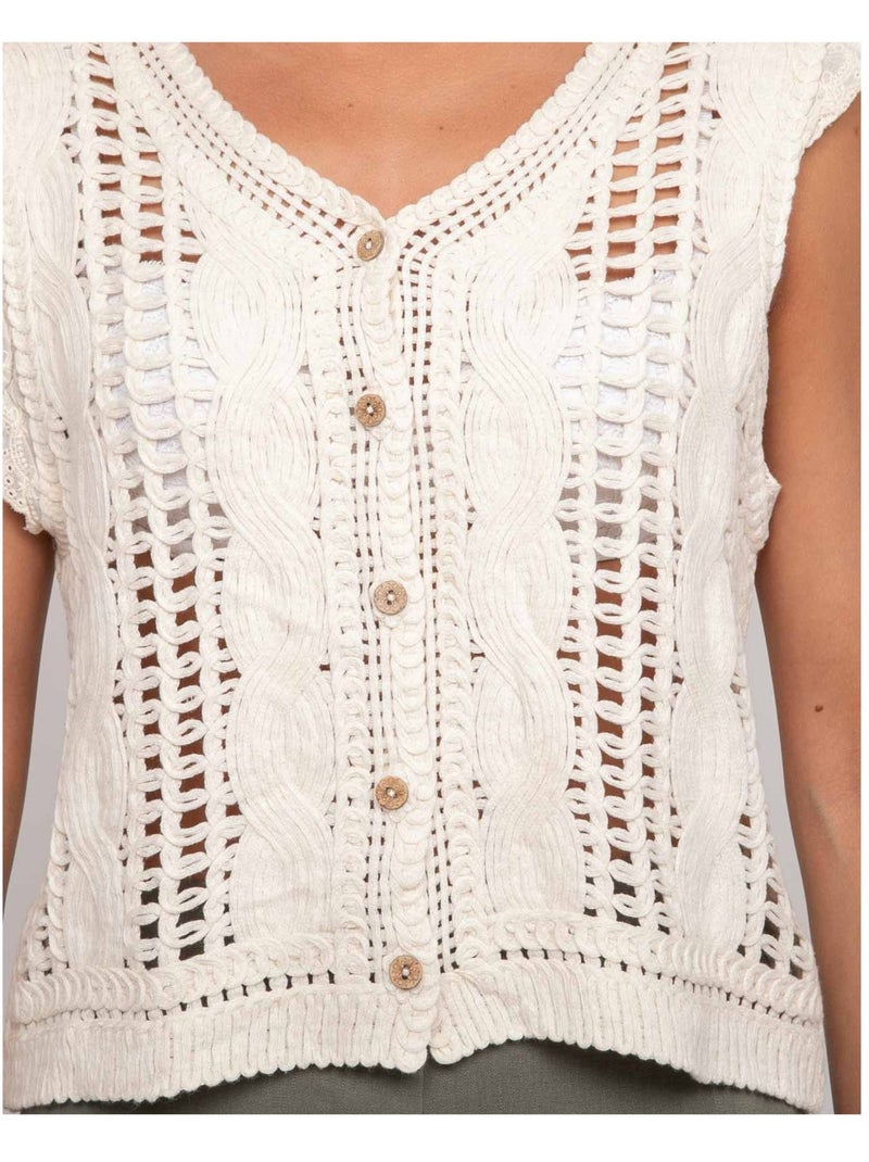 Chaleco de crochet sin mangas KLARINE Crudo - Kiabi
