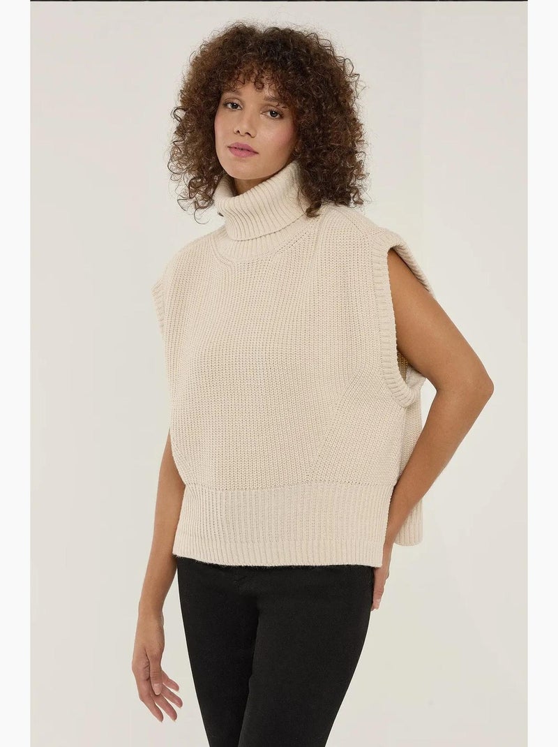 Chaleco de cuello alto de corte relajado hiccup Crema - Kiabi