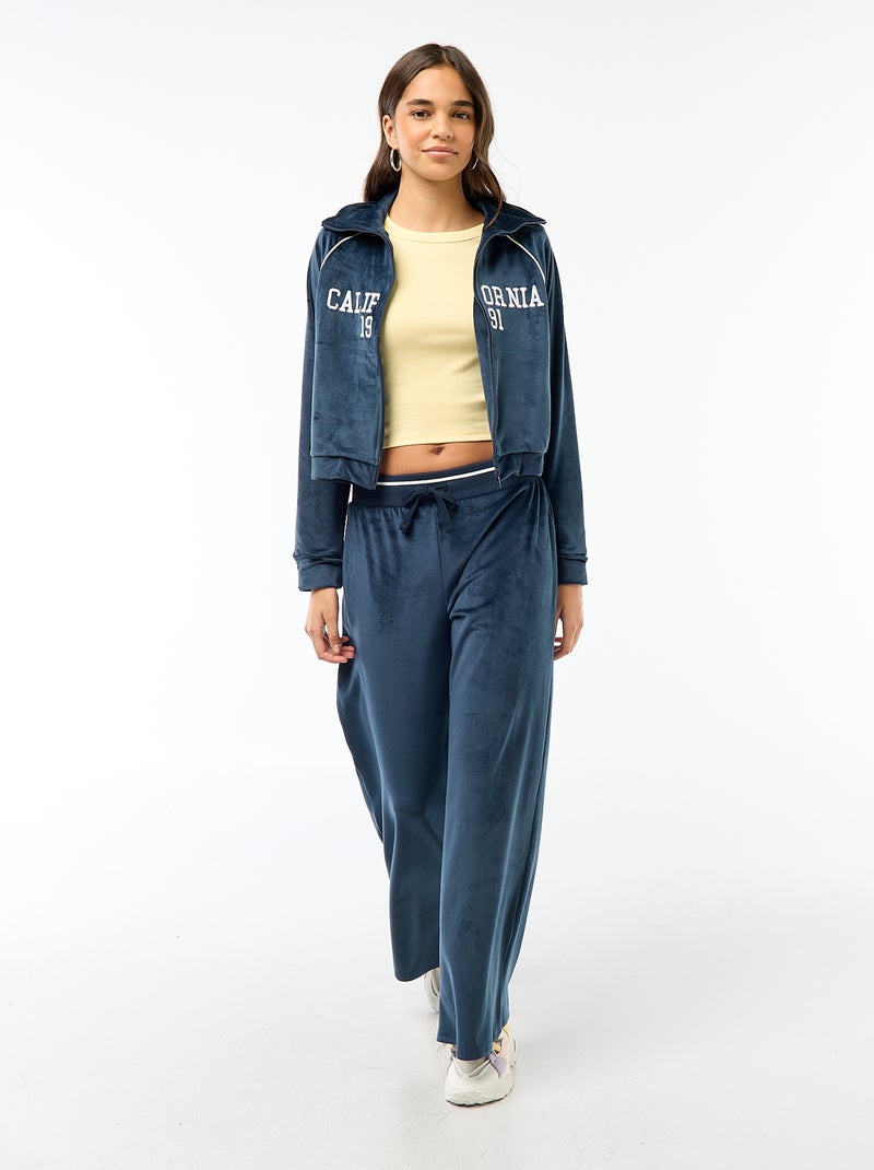 Chaleco de cuello alto en terciopelo Azul - Kiabi