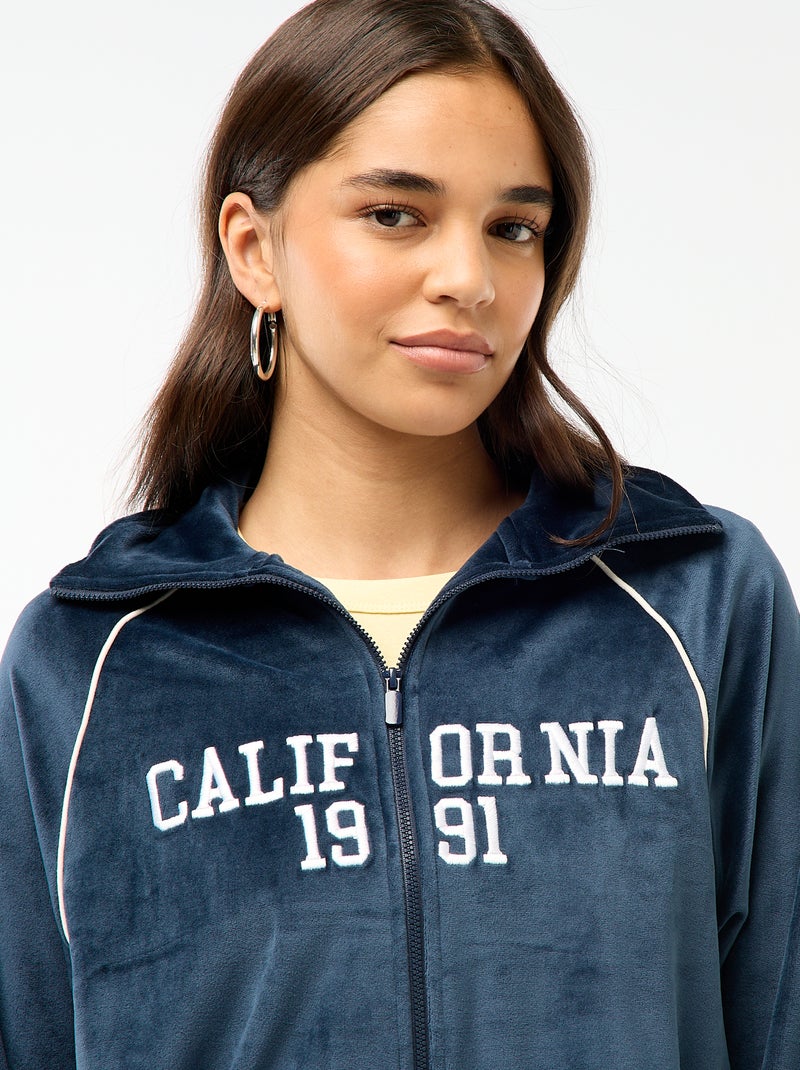 Chaleco de cuello alto en terciopelo Azul - Kiabi