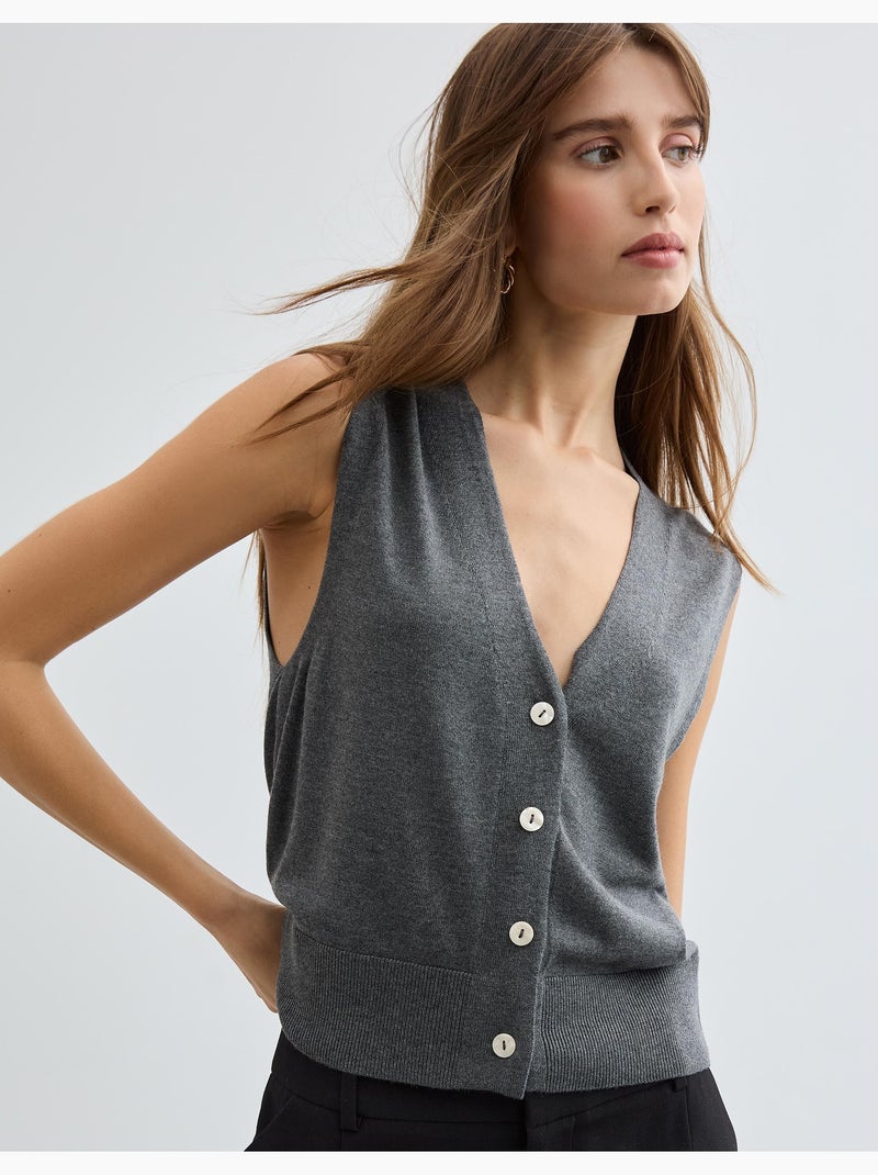 Chaleco de escote en V, MO Fashion Gris - Kiabi