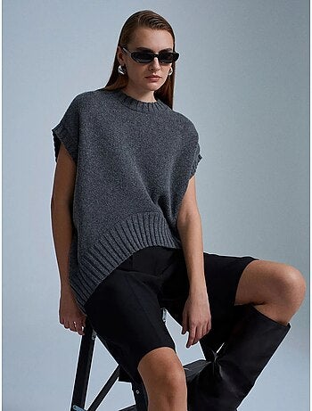 Chaleco de jersey de punto acanalado oversize dilvin