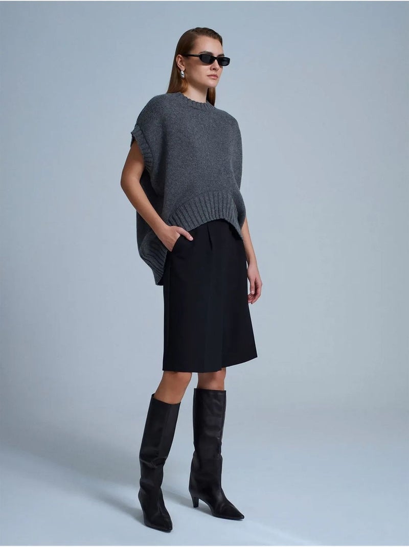 Chaleco de jersey de punto acanalado oversize dilvin Gris negro - Kiabi