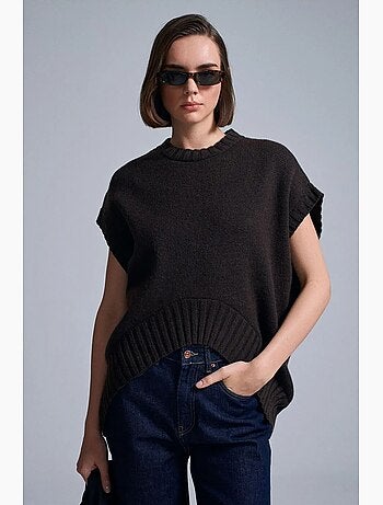 Chaleco de jersey de punto acanalado oversize dilvin