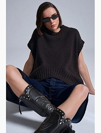 Chaleco de jersey de punto acanalado oversize dilvin
