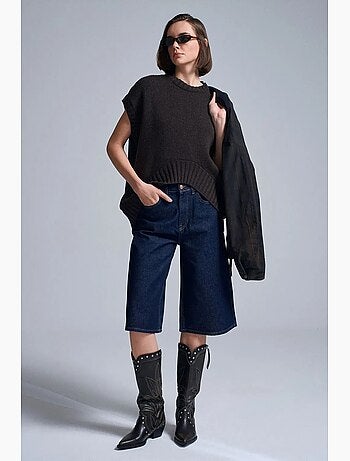 Chaleco de jersey de punto acanalado oversize dilvin