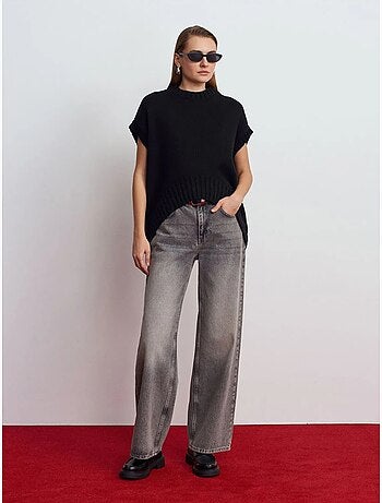 Chaleco de jersey de punto acanalado oversize dilvin