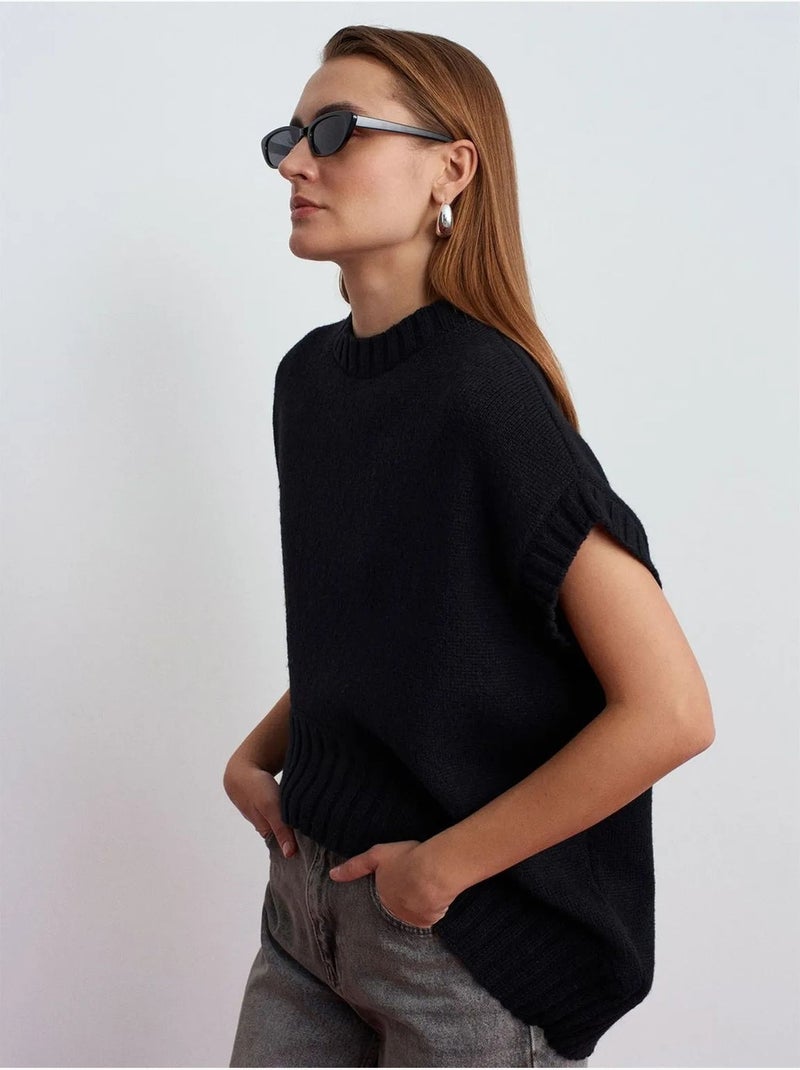 Chaleco de jersey de punto acanalado oversize dilvin Negro - Kiabi