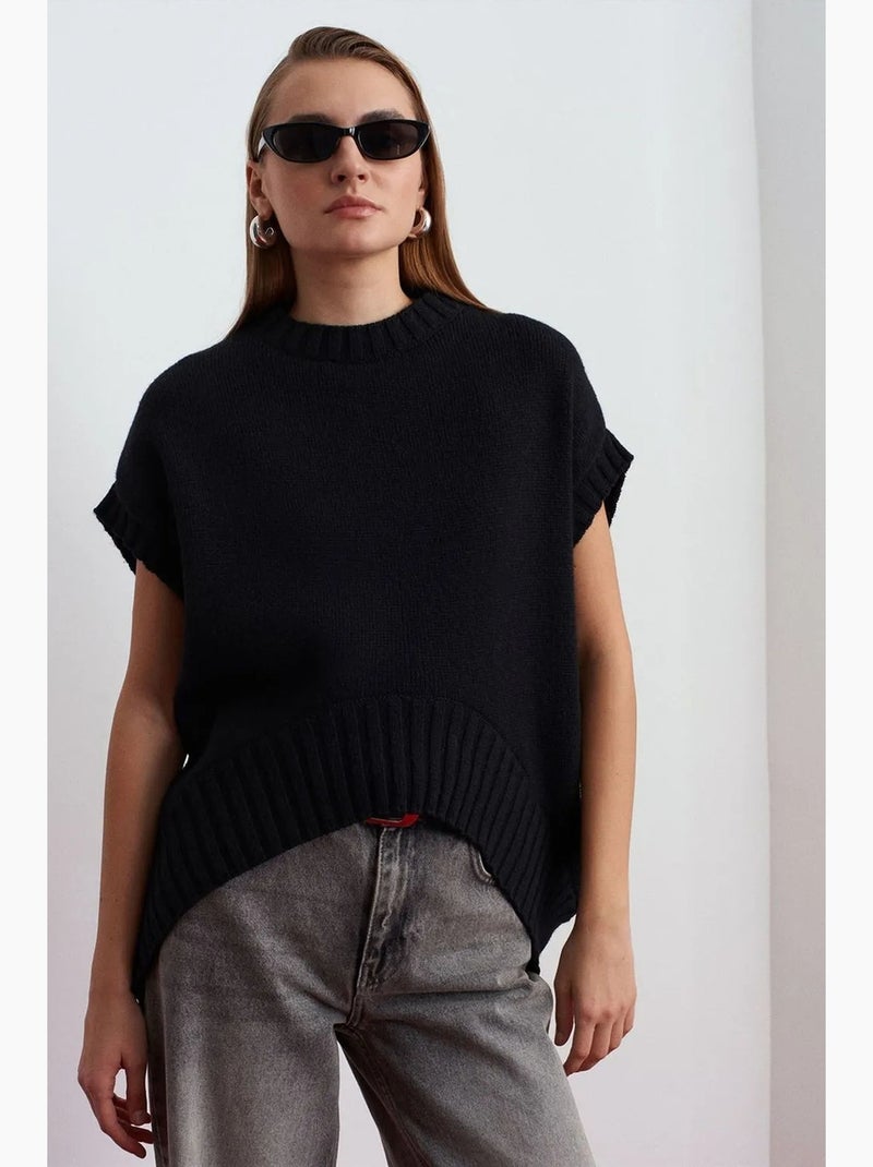 Chaleco de jersey de punto acanalado oversize dilvin Negro - Kiabi