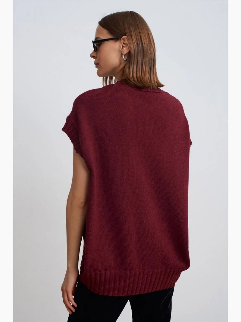 Chaleco de jersey de punto acanalado oversize dilvin Rojo burdeos - Kiabi
