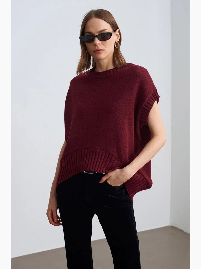 Chaleco de jersey de punto acanalado oversize dilvin Rojo burdeos - Kiabi