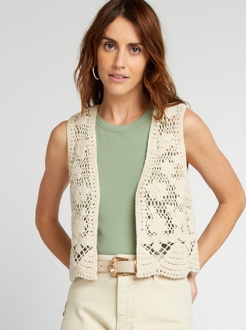 Chaleco de macramé BEIGE - Kiabi