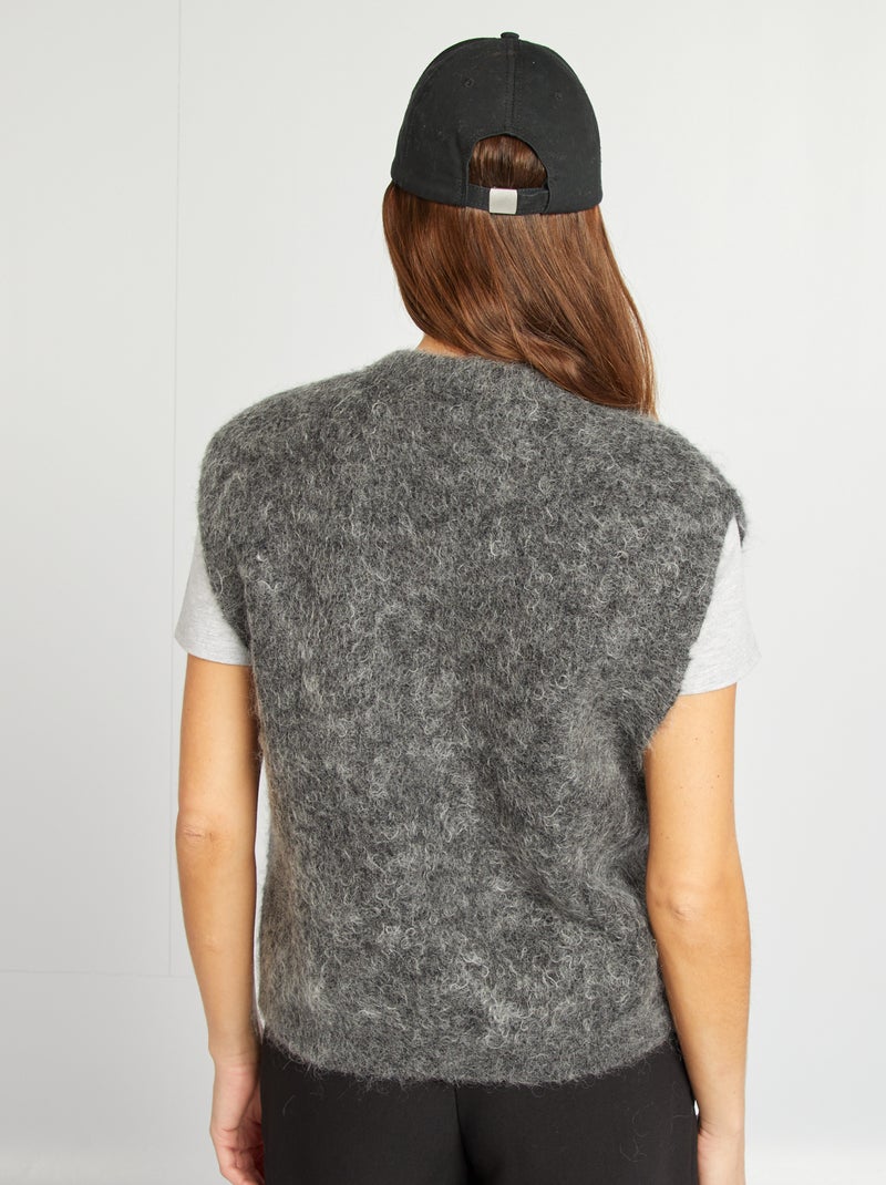 Chaleco de mezcla de lana y mohair GRIS - Kiabi