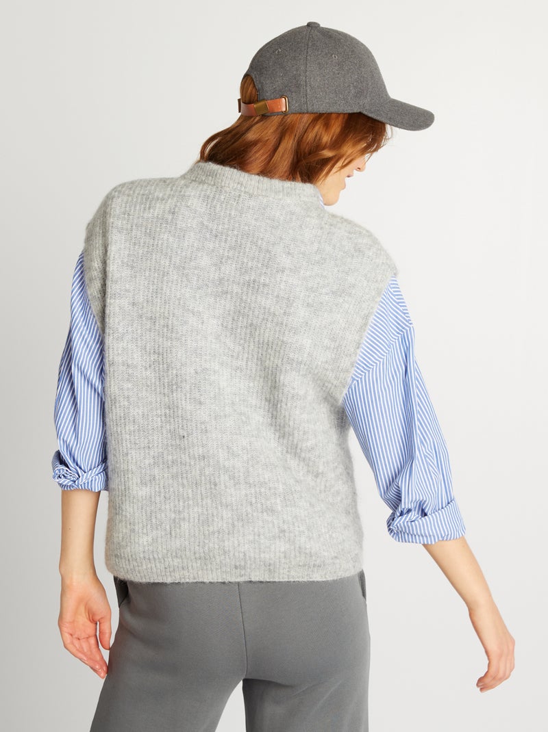 Chaleco de mezcla de lana y mohair GRIS - Kiabi