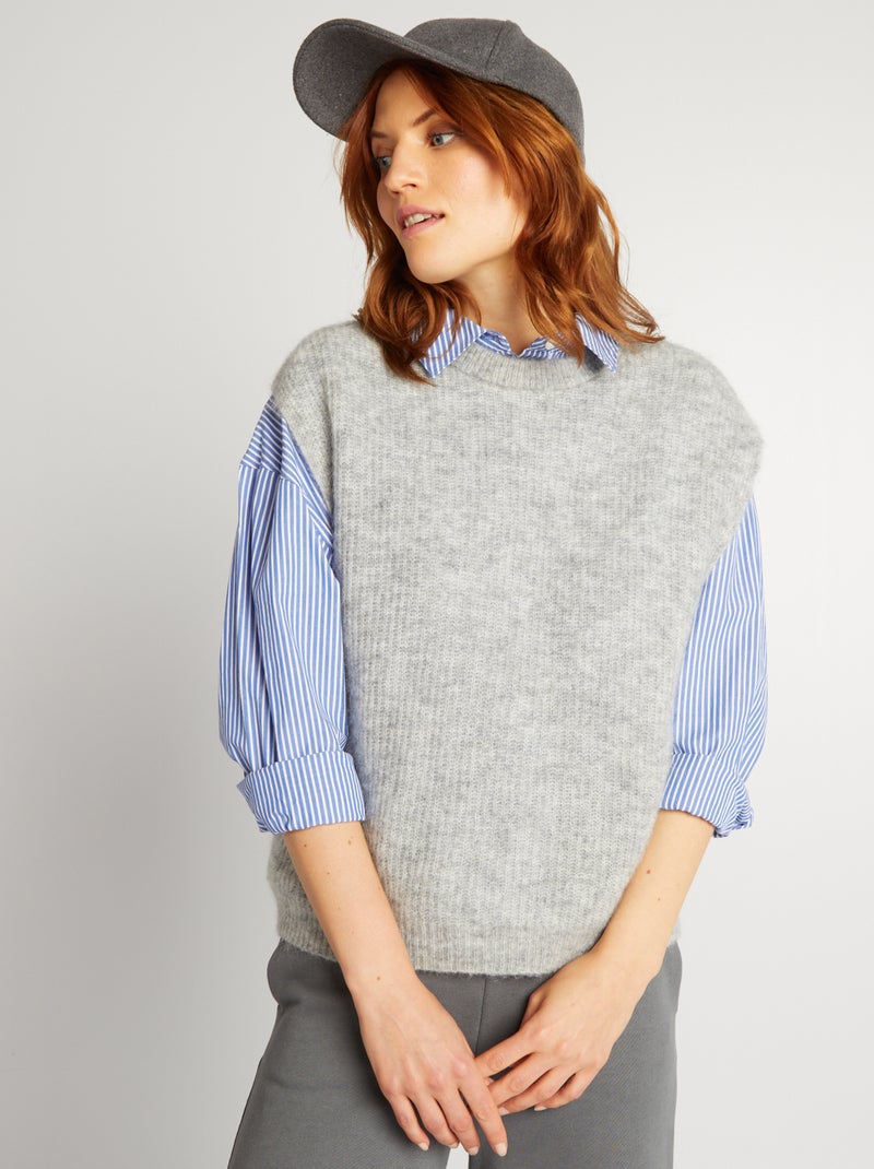 Chaleco de mezcla de lana y mohair GRIS - Kiabi