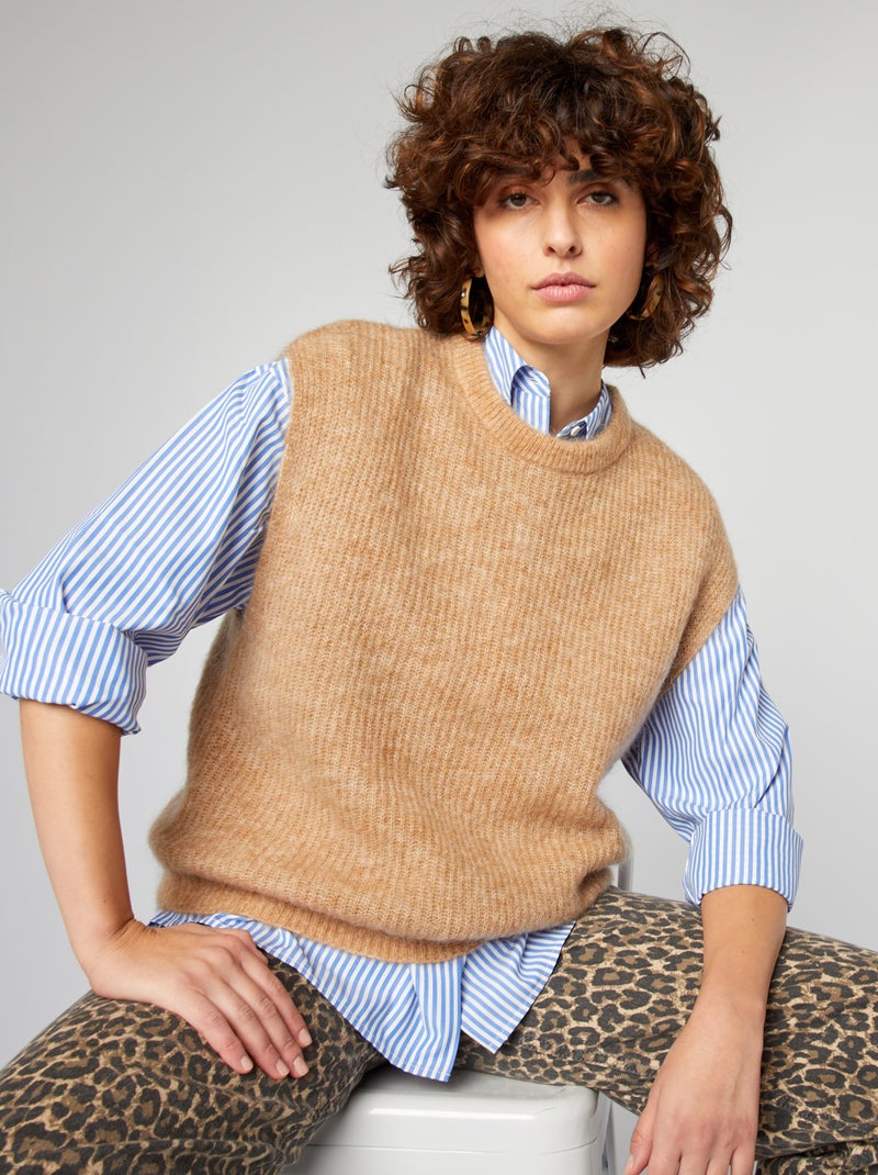 Chaleco de mezcla de lana y mohair MARRON - Kiabi