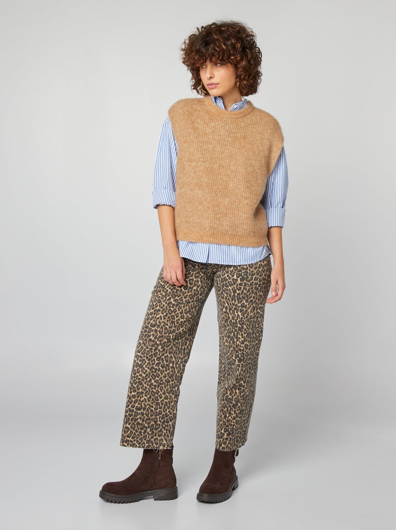 Chaleco de mezcla de lana y mohair MARRON - Kiabi