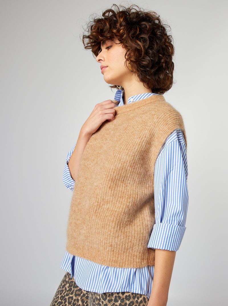 Chaleco de mezcla de lana y mohair MARRON - Kiabi