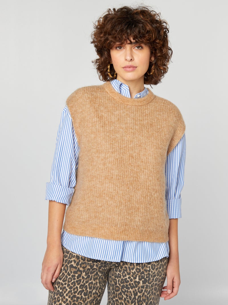 Chaleco de mezcla de lana y mohair MARRON - Kiabi