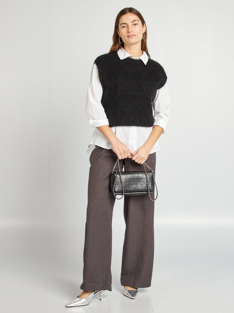 Chaleco de mezcla de lana y mohair negro - Kiabi
