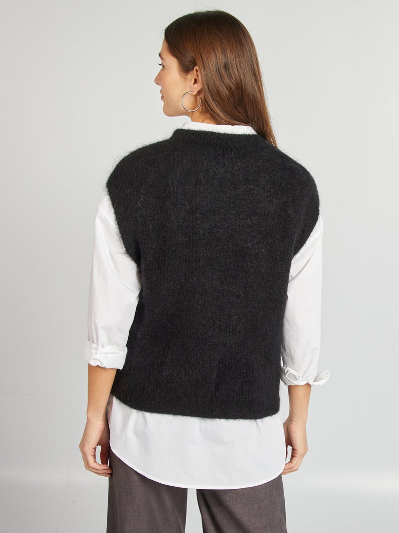 Chaleco de mezcla de lana y mohair negro - Kiabi