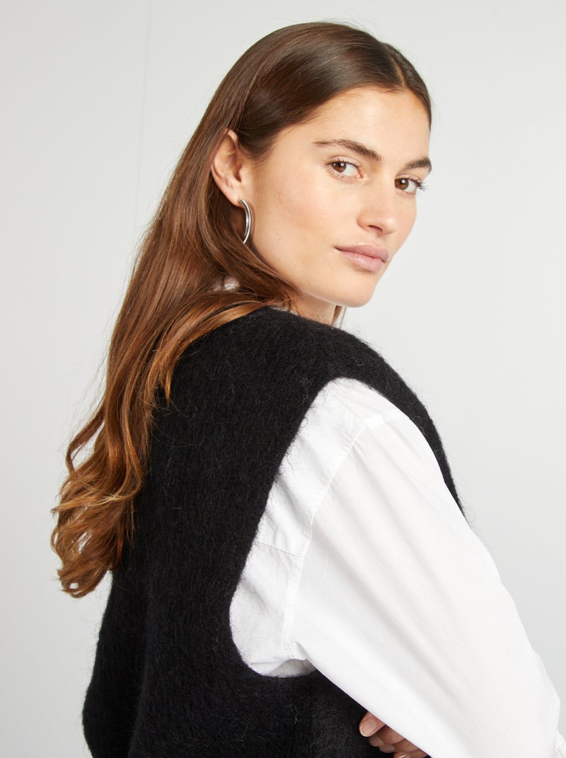 Chaleco de mezcla de lana y mohair negro - Kiabi