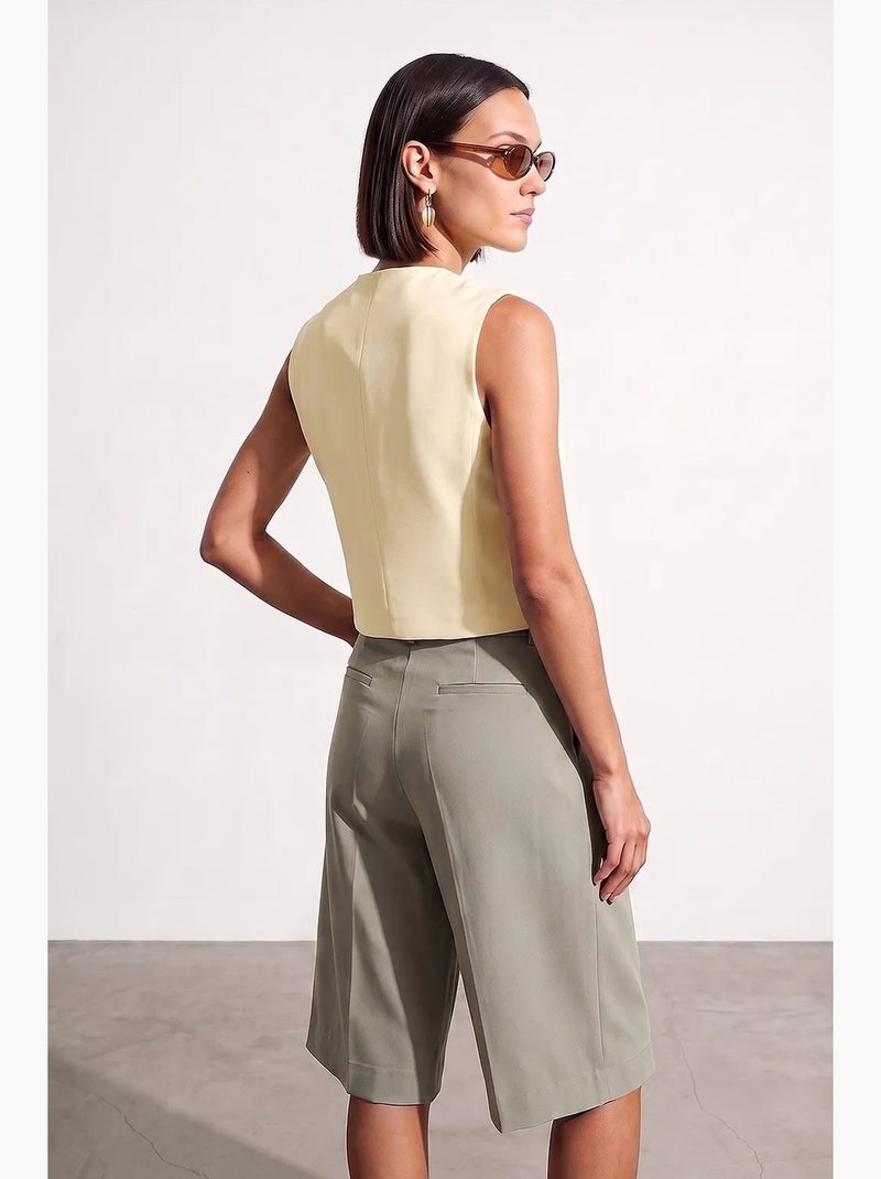 Chaleco de mujer de crepé tejido dilvin Crema - Kiabi
